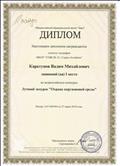 Диплом I место во Всероссийском конкурсе "Лучший экоурок "Охрана окружающей среды".