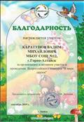Благодарность за организацию проведенияВсероссийского  конкурса "В мире сказок".
